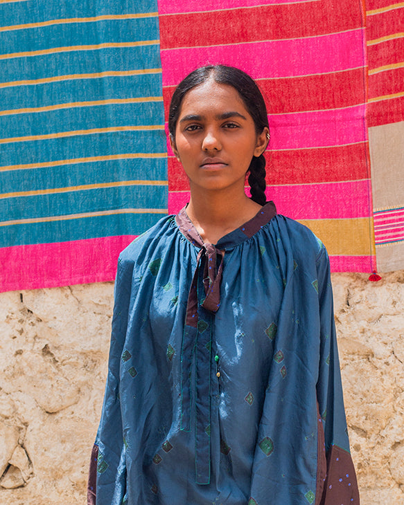 Khardung Bandhani Silk Top