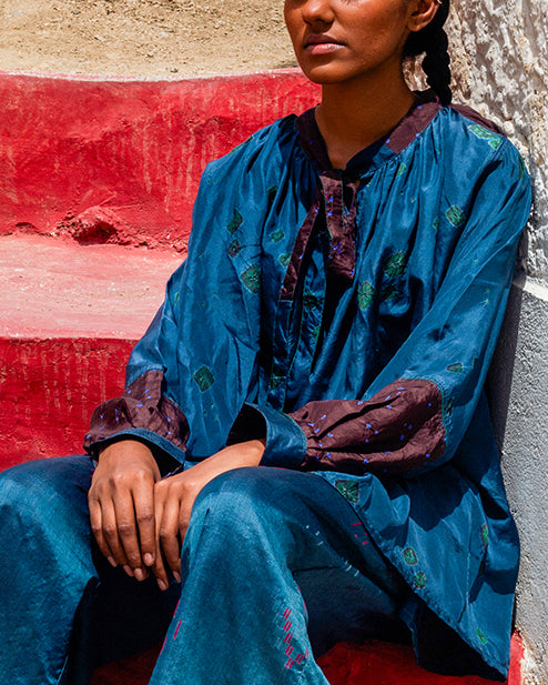 Khardung Bandhani Silk Top
