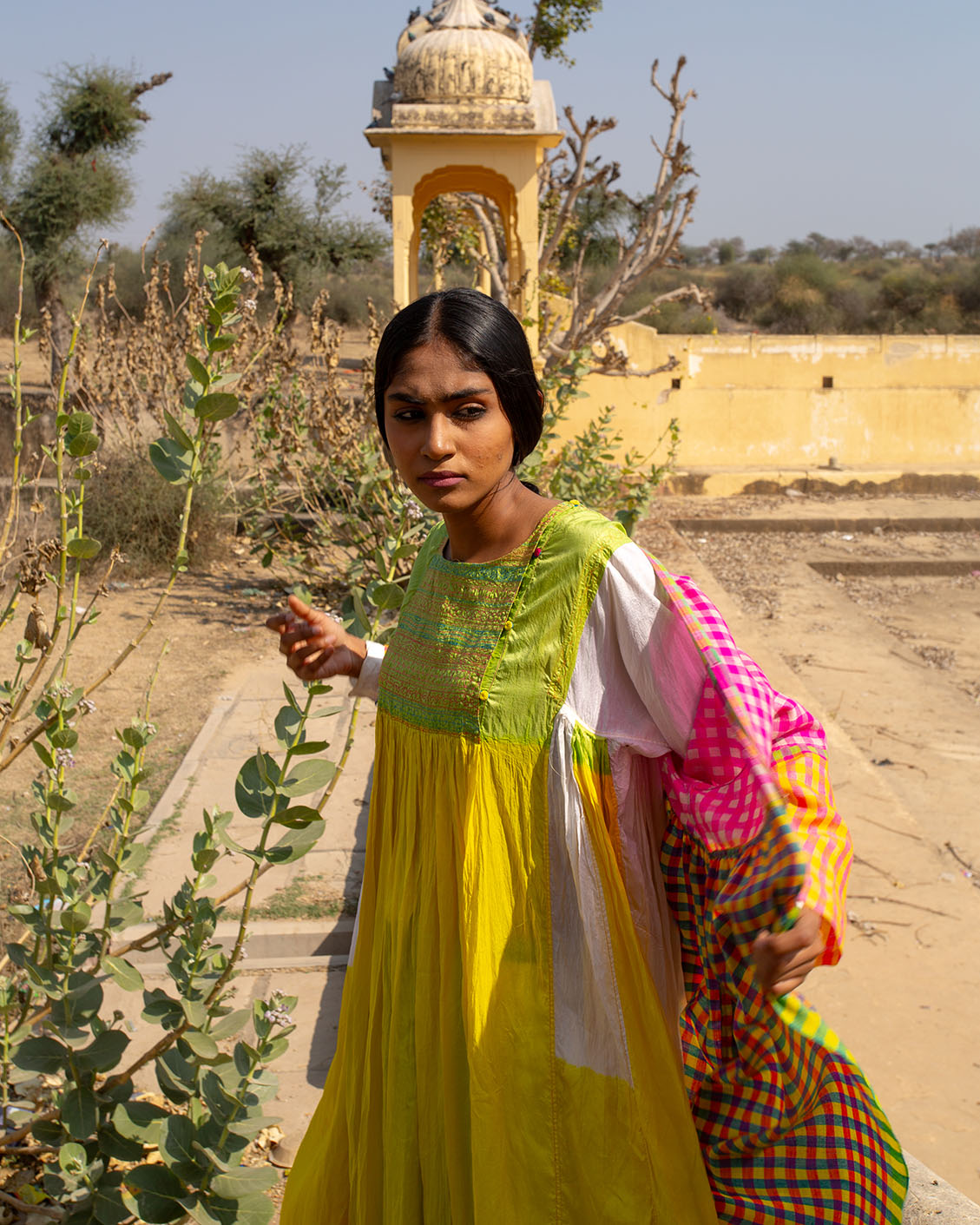 Alafsar Colorblocked Silk Dress