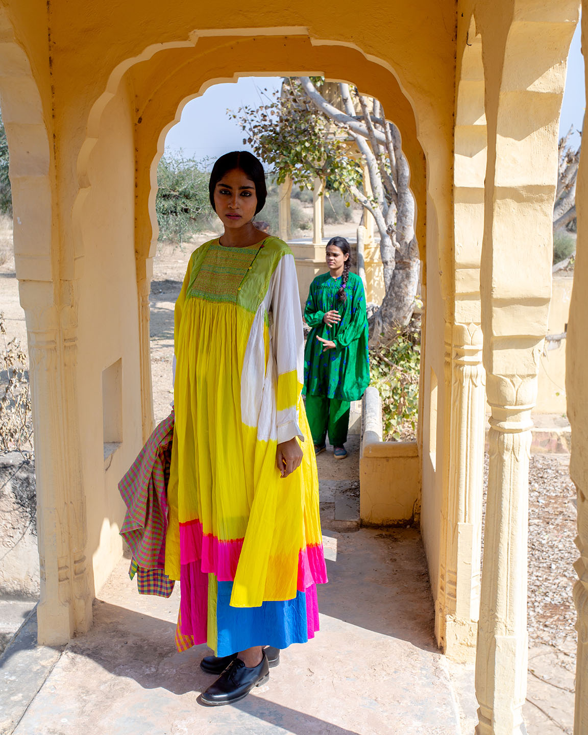 Alafsar Colorblocked Silk Dress