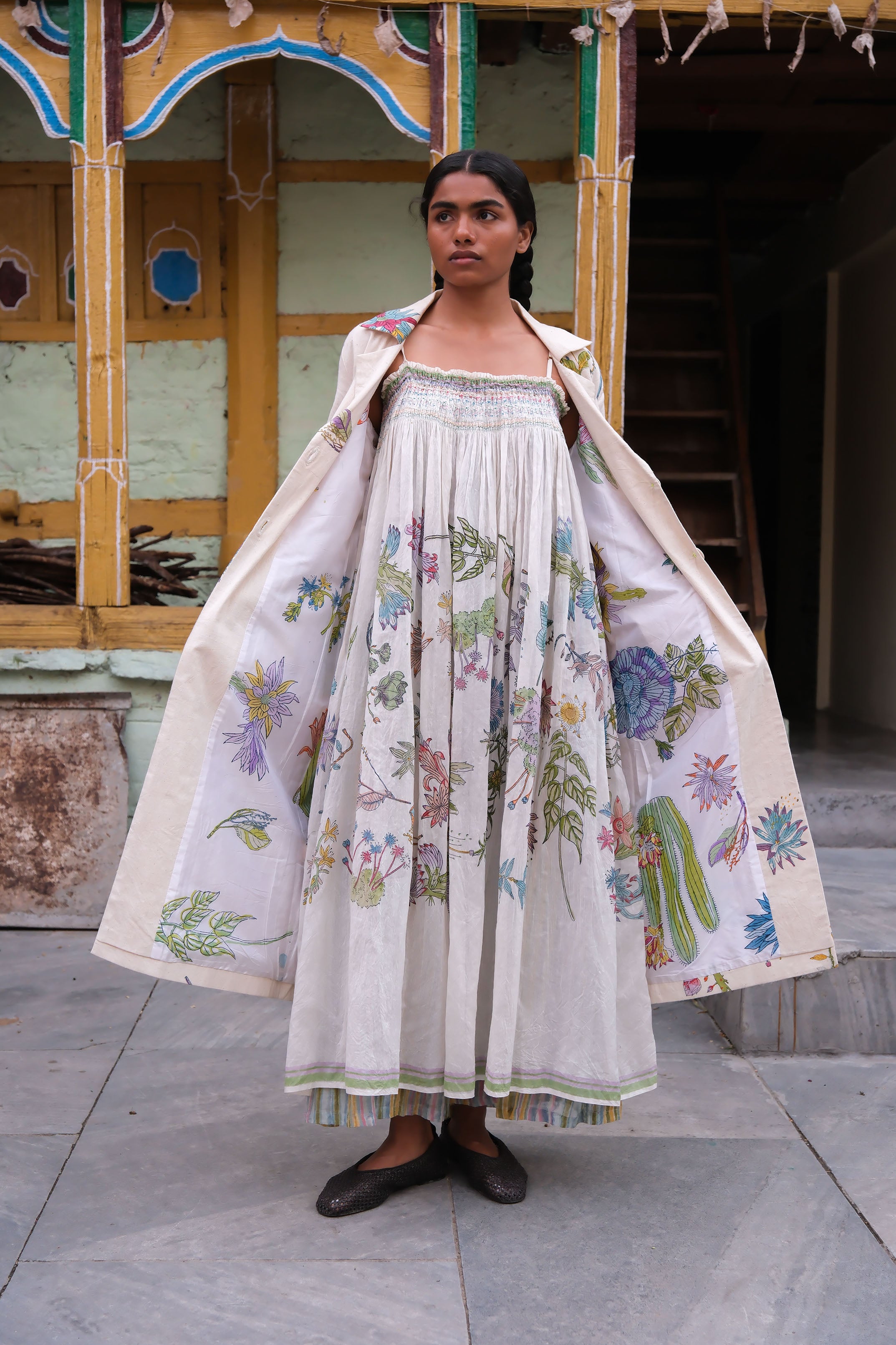 Almond Block Printed Jacket