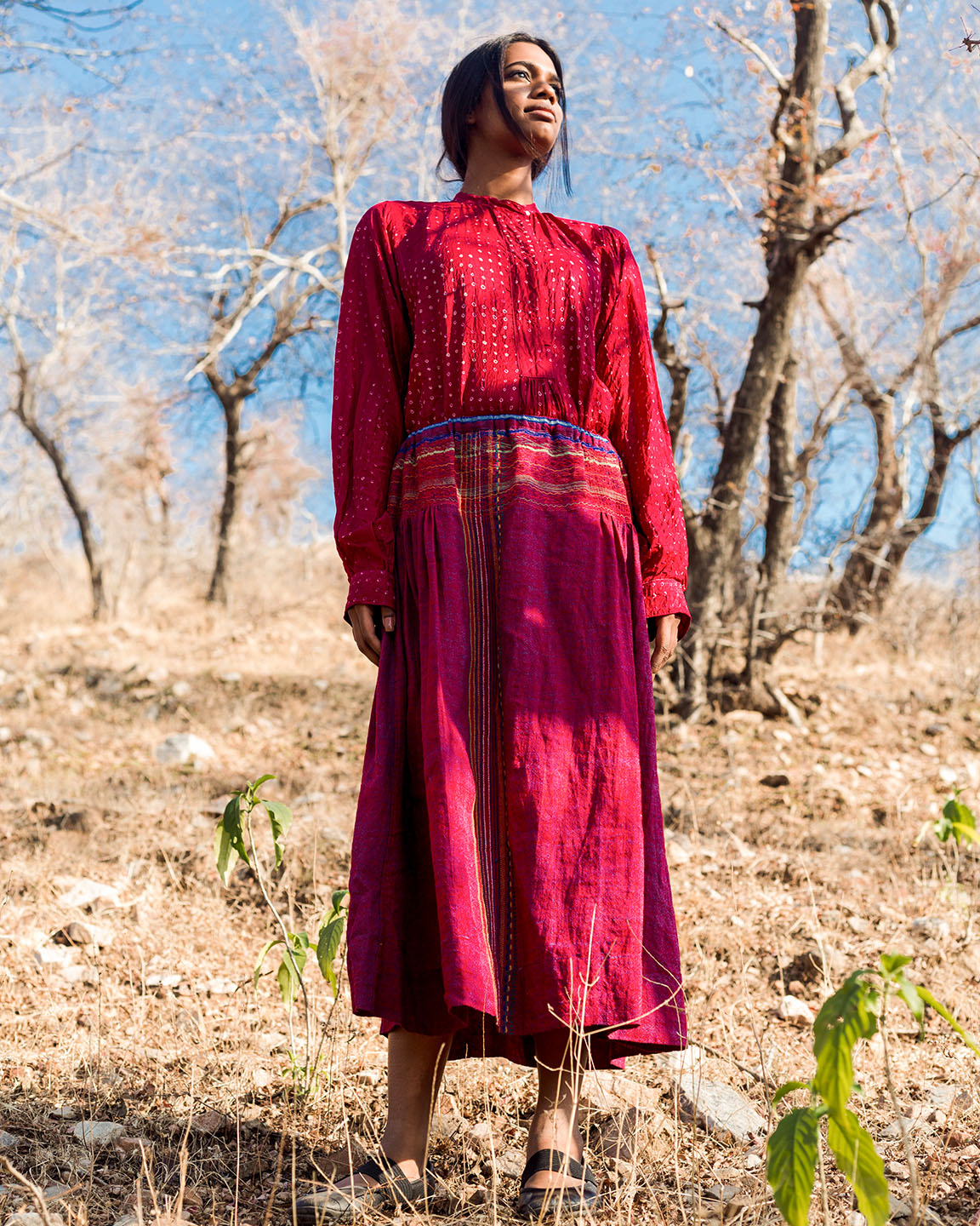 Fatehpur Crimson Bandhani Top