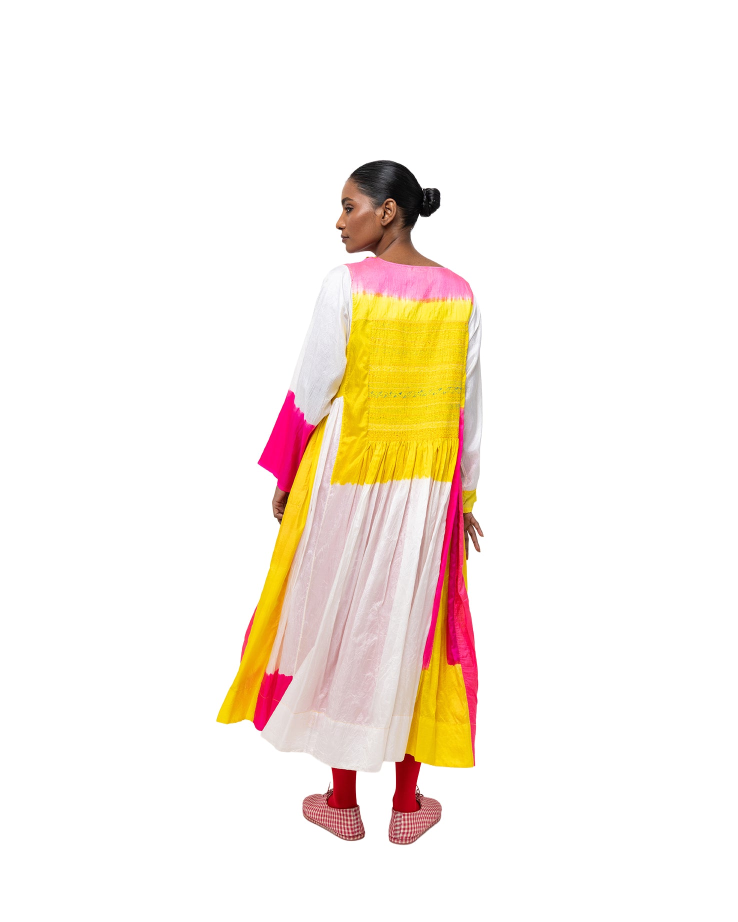 キラン カラーブロック シルク ドレス