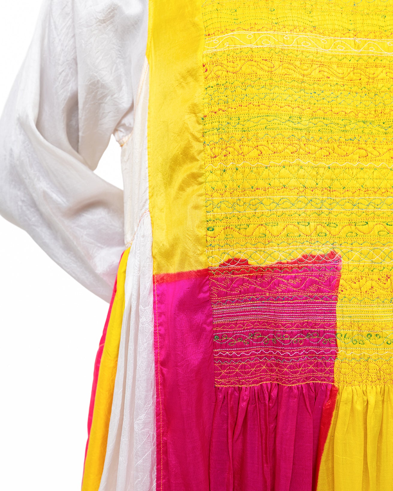 キラン カラーブロック シルク ドレス