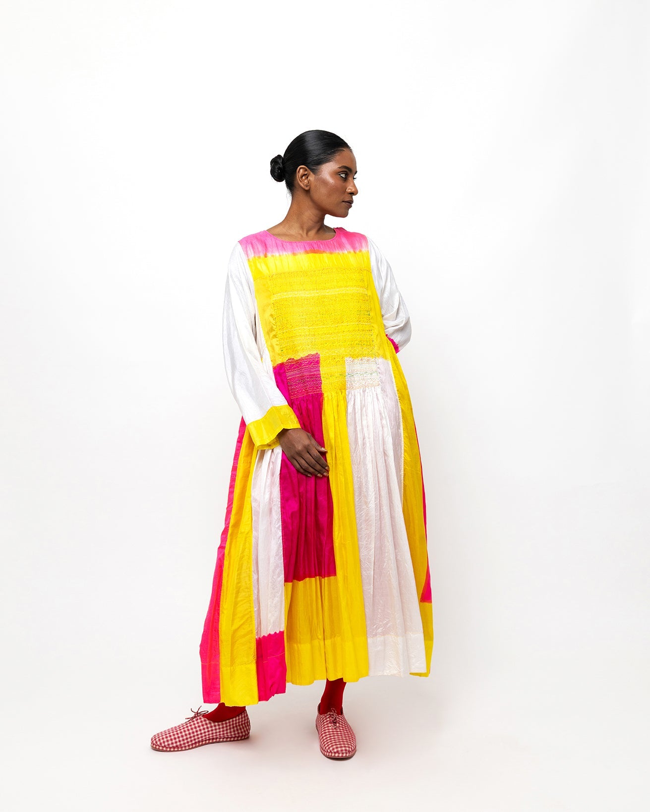 Kiran Colorblocked Silk Dress