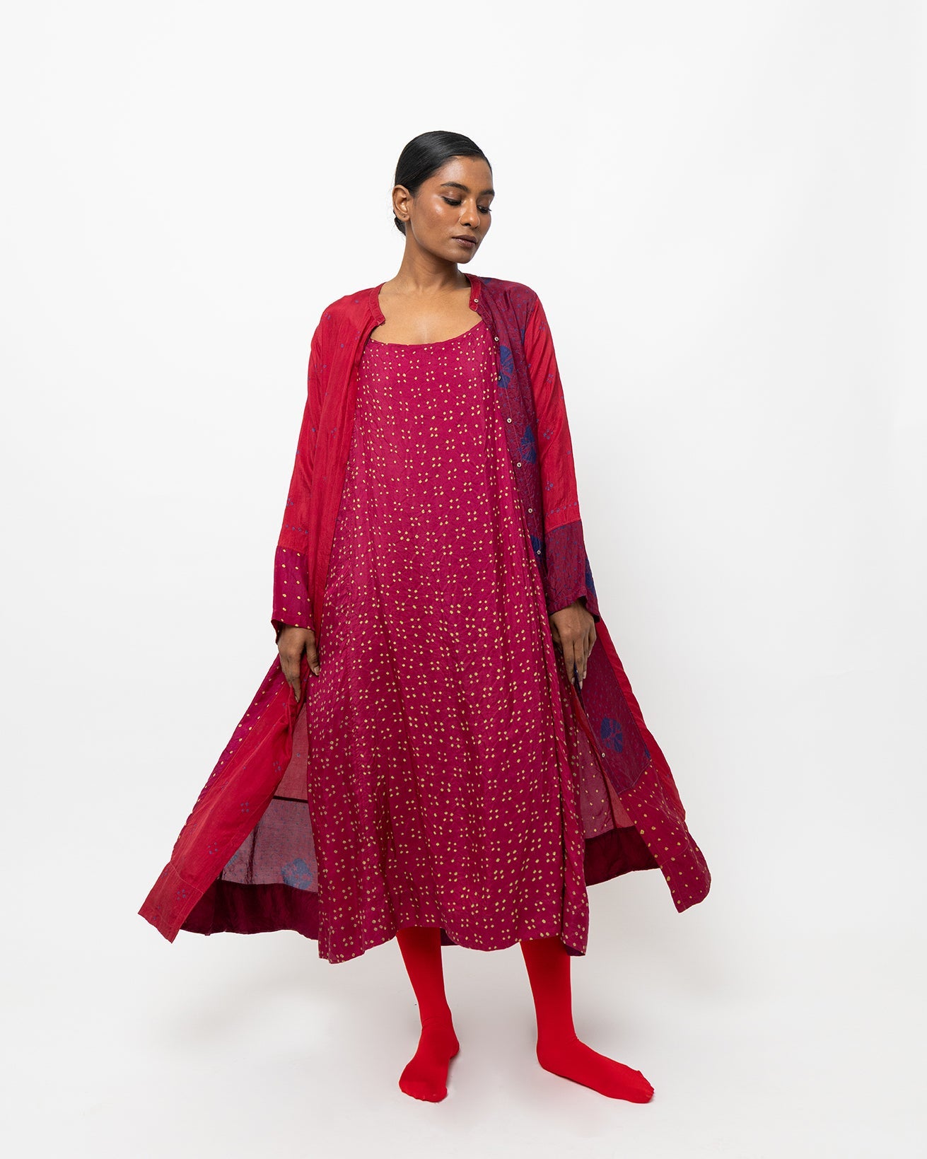 Pravritti Front-open Silk Dress