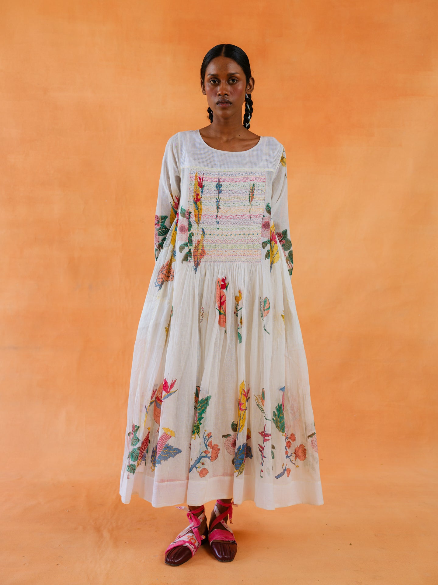 Snowy Block-Printed Dress