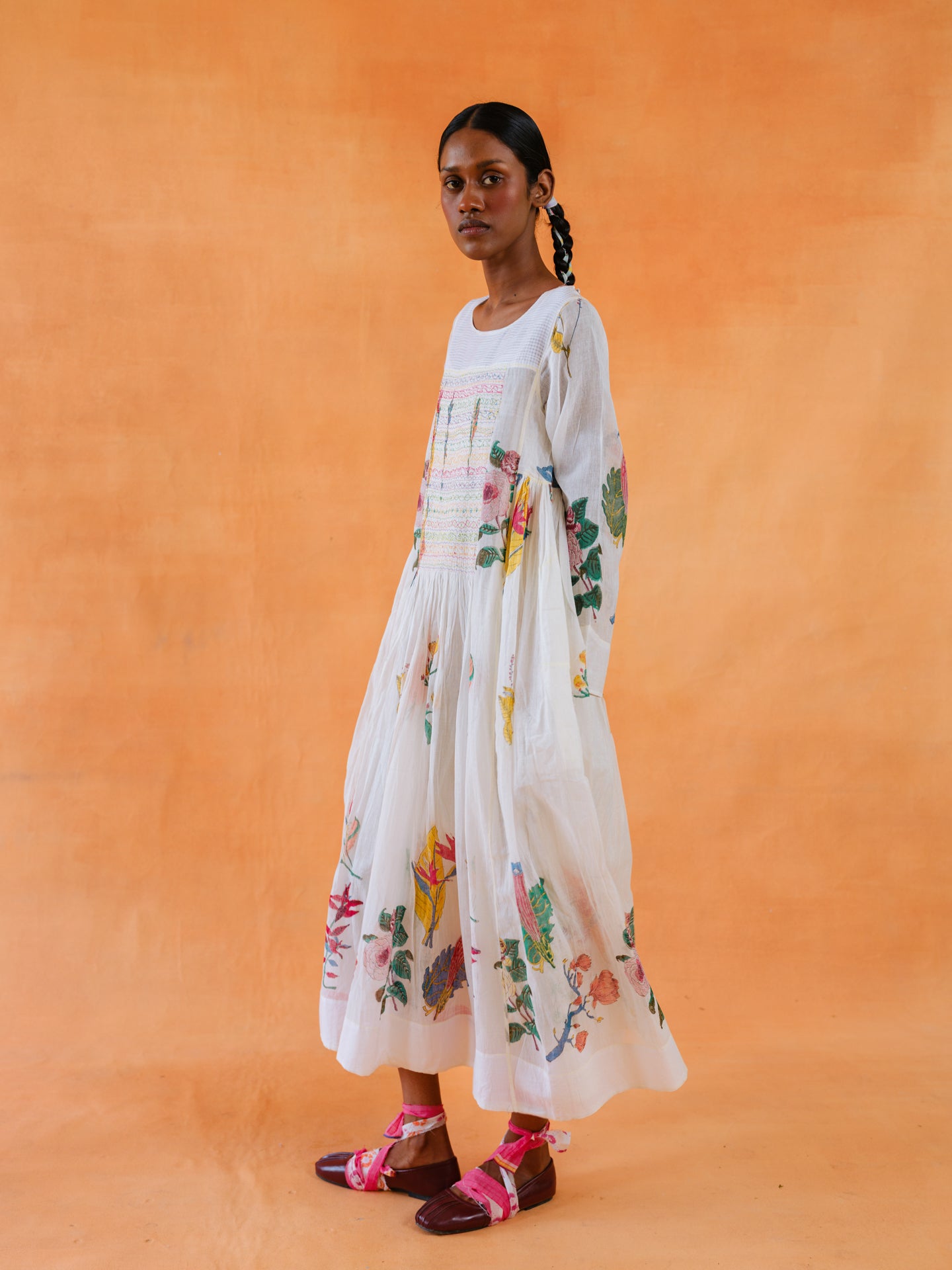 Snowy Block-Printed Dress