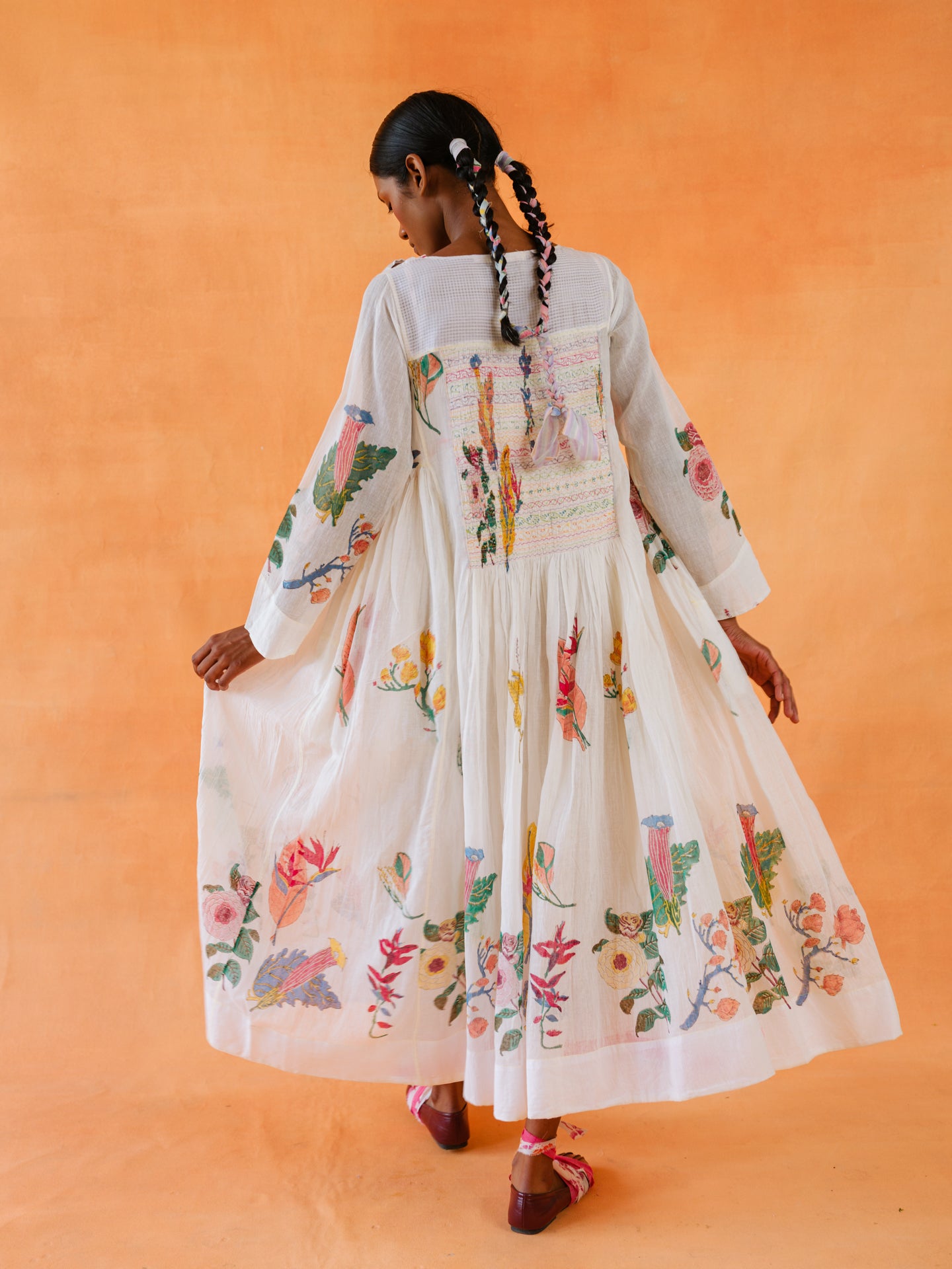 Snowy Block-Printed Dress