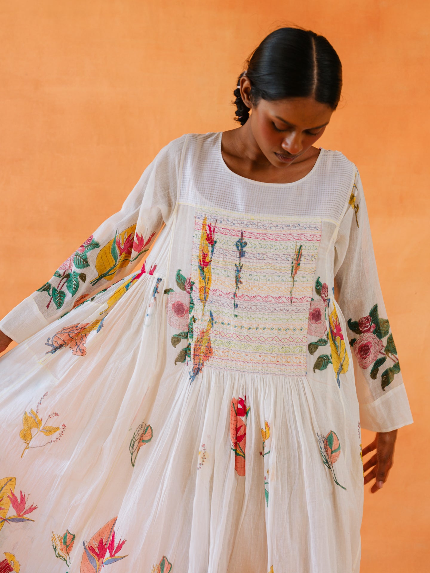 Snowy Block-Printed Dress