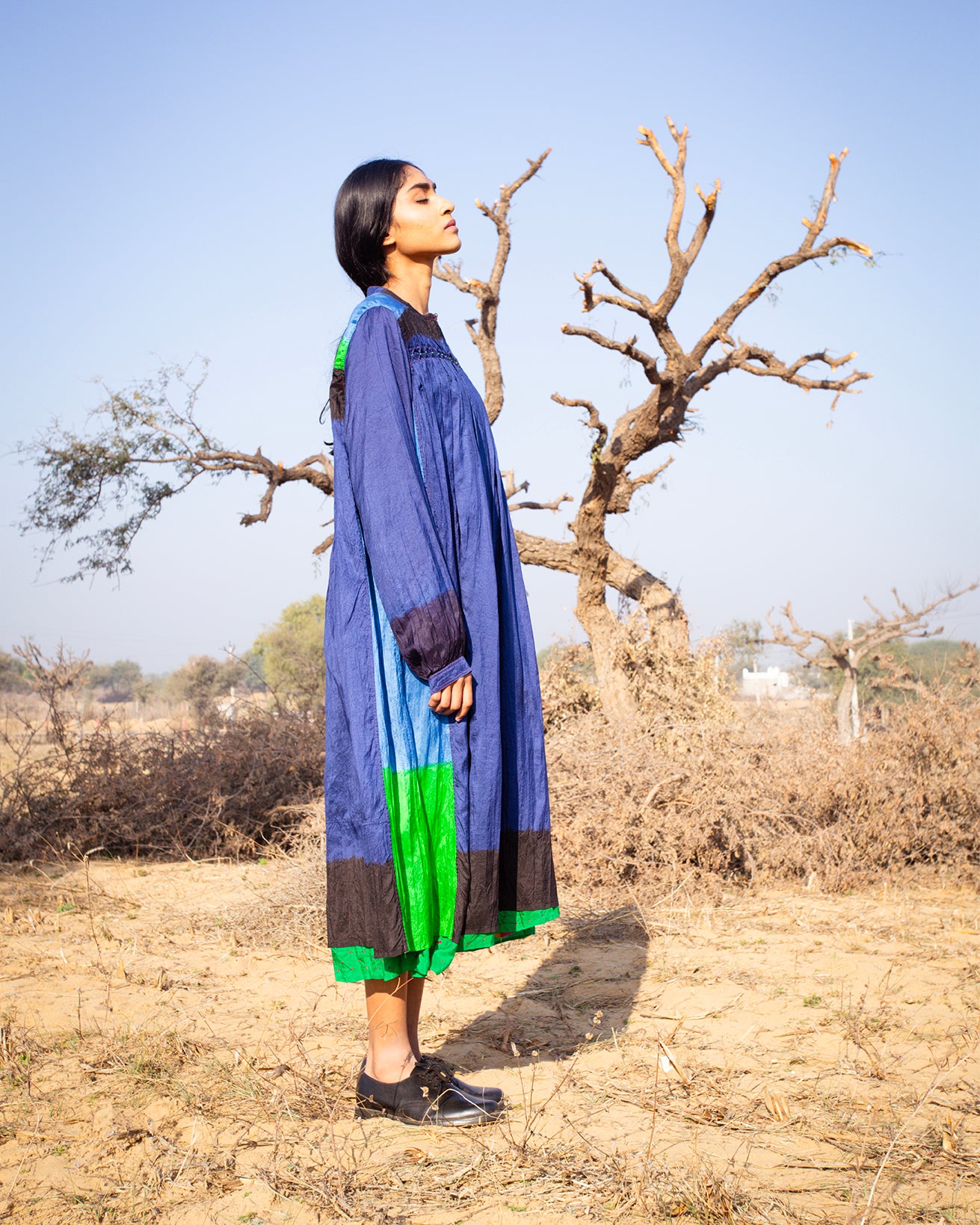 Sikar Indigo Silk Dress