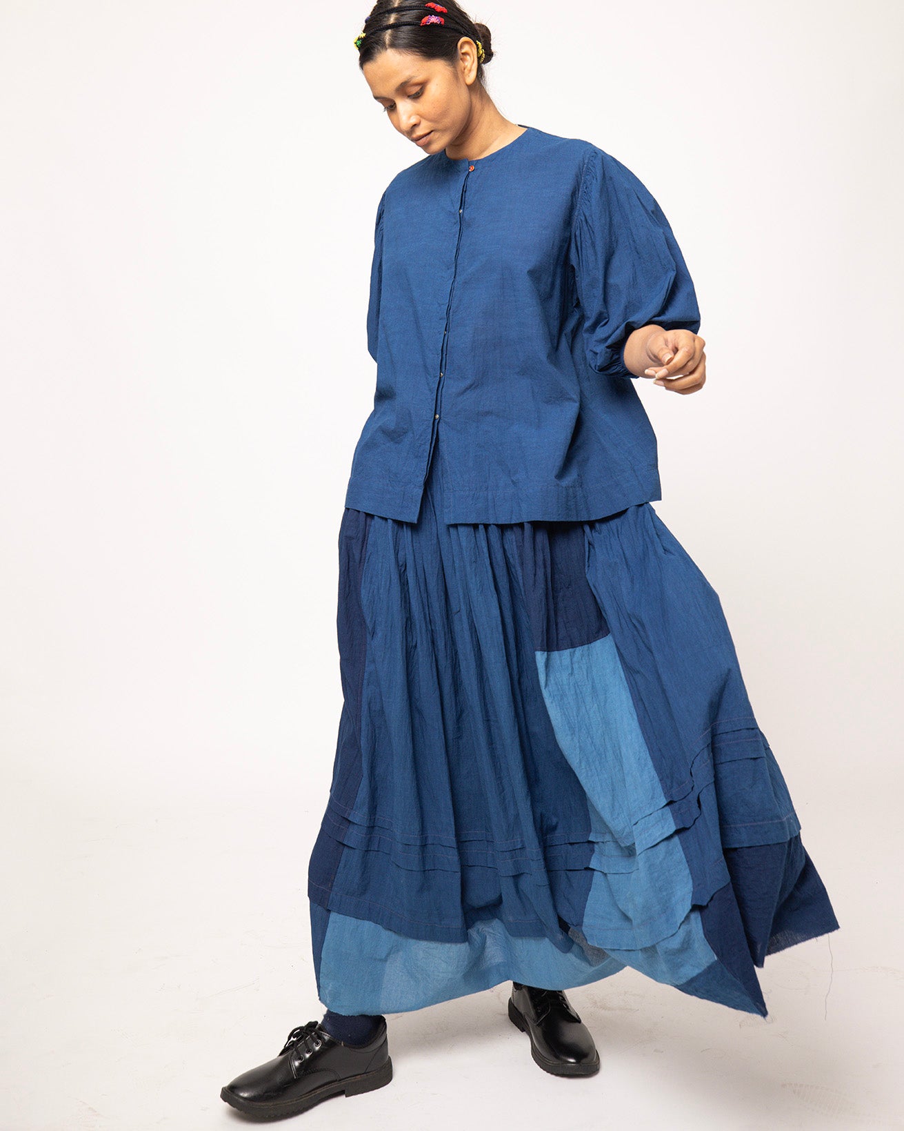 Zamila Colorblocked Indigo Skirt