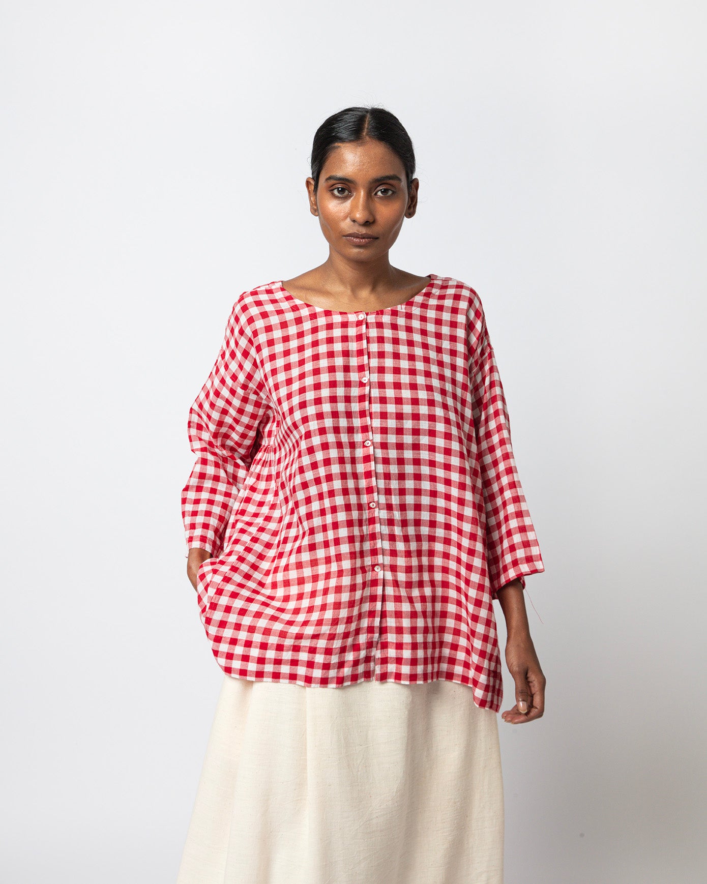 Vaishnavi Red Check Top