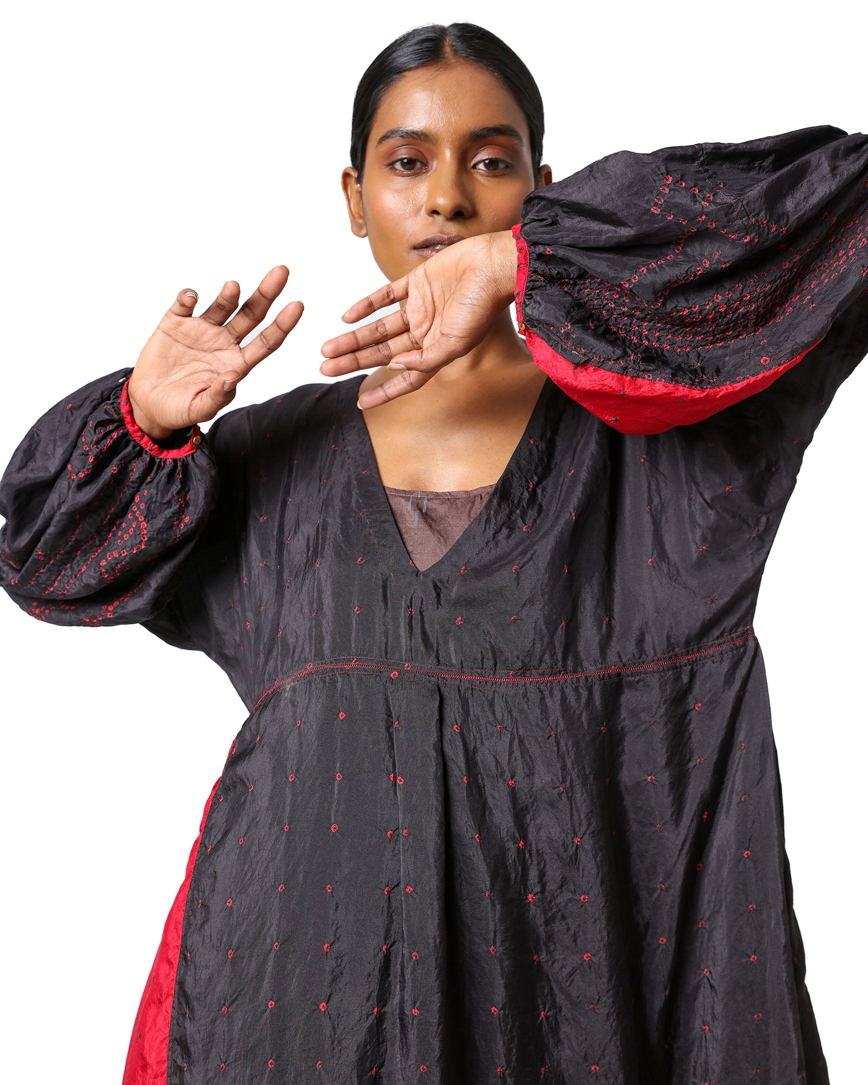 Tanglang Bandhani Silk Dress