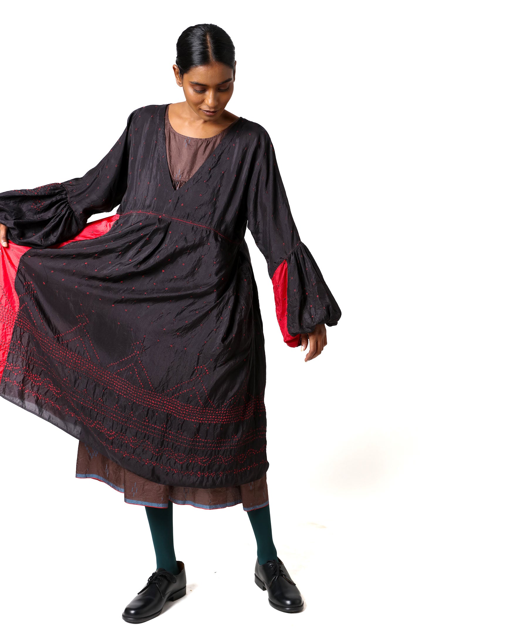 Tanglang Bandhani Silk Dress