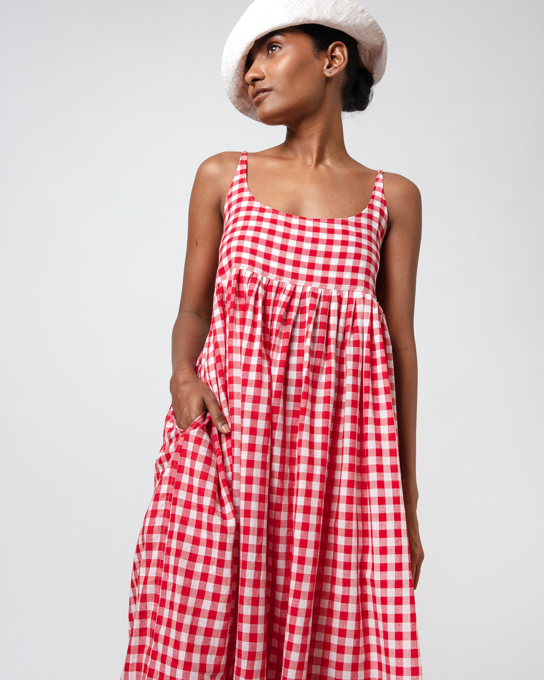 Sophia Red Check Slip